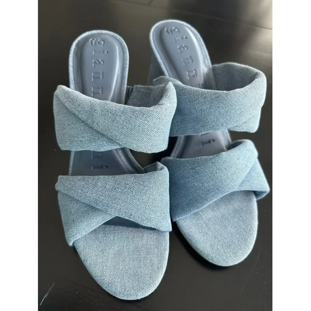Gianni bini Chic Denim Block Heel Mules - Versatile Summer‎ Sandals - Picture 7 of 7
